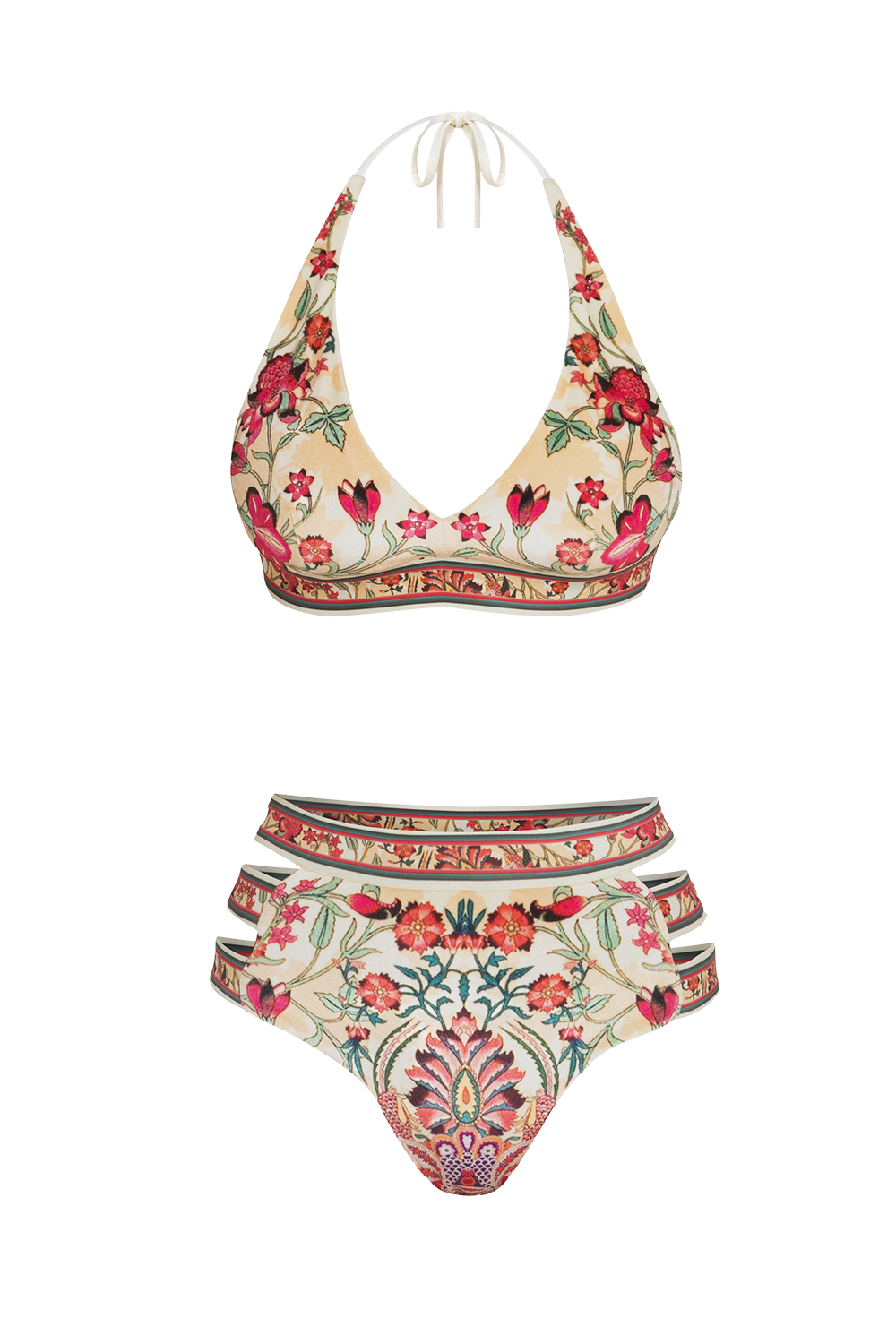 VELVET BIKINI-STYLE BOTTOM - PAISLEY RED JIORO ДОЛНИЩЕ С ВИСОКА ТАЛИЯ ОТ КАДИФЕ - PAISLEY RED JIORO