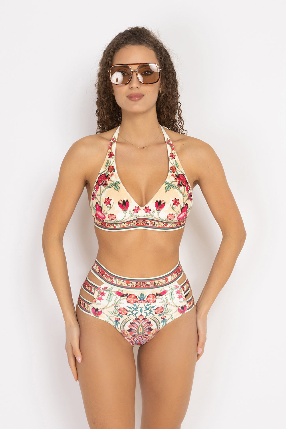 VELVET BIKINI-STYLE BOTTOM - PAISLEY RED JIORO ДОЛНИЩЕ С ВИСОКА ТАЛИЯ ОТ КАДИФЕ - PAISLEY RED JIORO