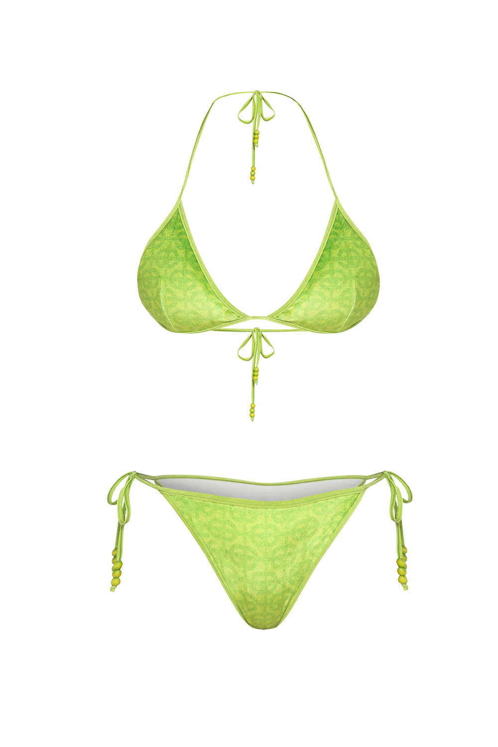 VELVET TRIANGLE TOP - ACID GREEN LOGO JIORO ГОРНИЩЕ ОТ КАДИФЕ ТИП ТРИЪГЪЛНИК – ACID GREEN LOGO JIORO