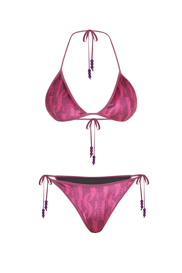 VELVET TRIANGLE TOP - BURGUNDY LOGO JIORO ГОРНИЩЕ ТИП ТРИЪГЪЛНИК ОТ КАДИФЕ - BURGUNDY LOGO JIORO