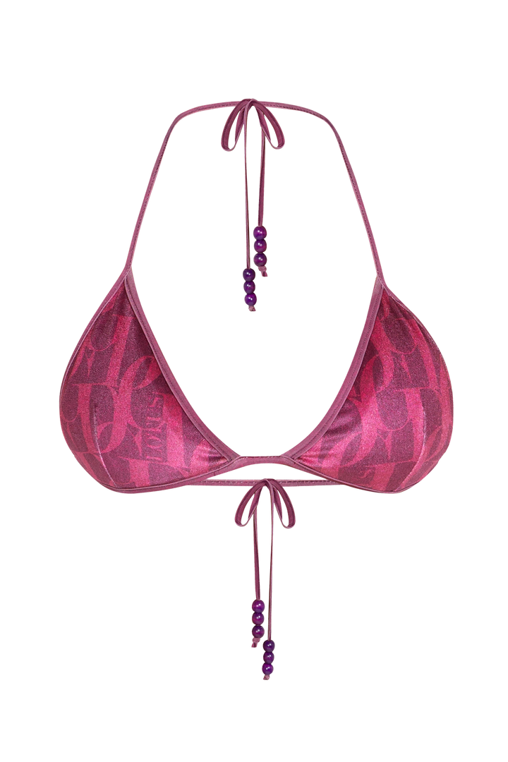 VELVET TRIANGLE TOP - BURGUNDY LOGO