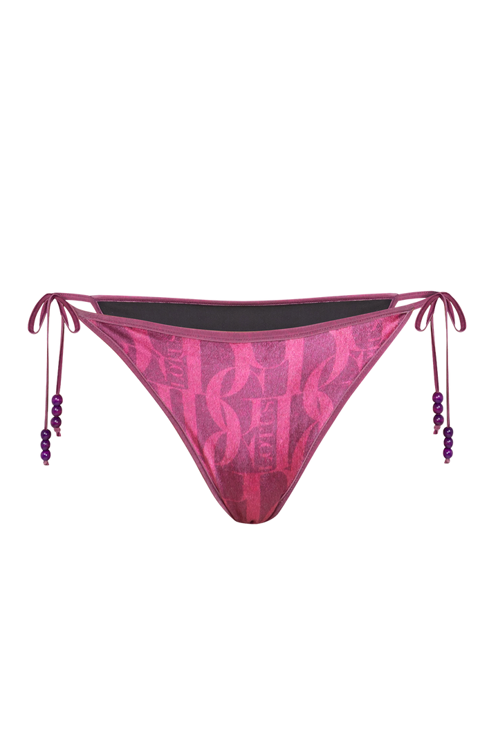 VELVET SWIM BOTTOM - BURGUNDY LOGO