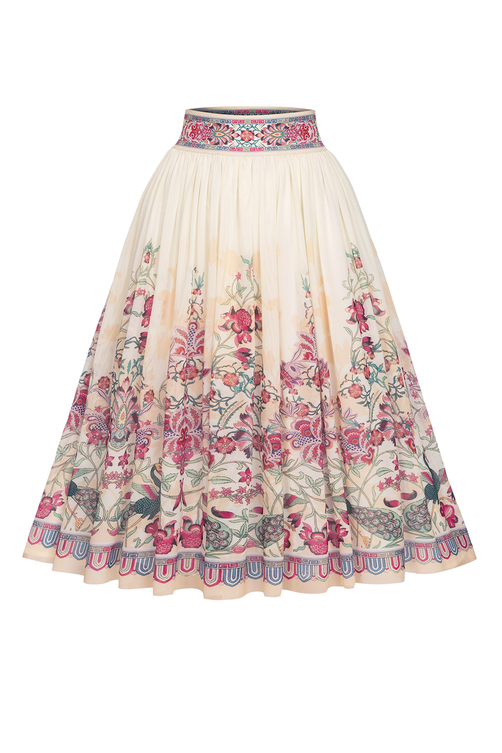 MESH SKIRT WITH ELASTIC WAIST AND VISCOSE LINING - PAISLEY RED