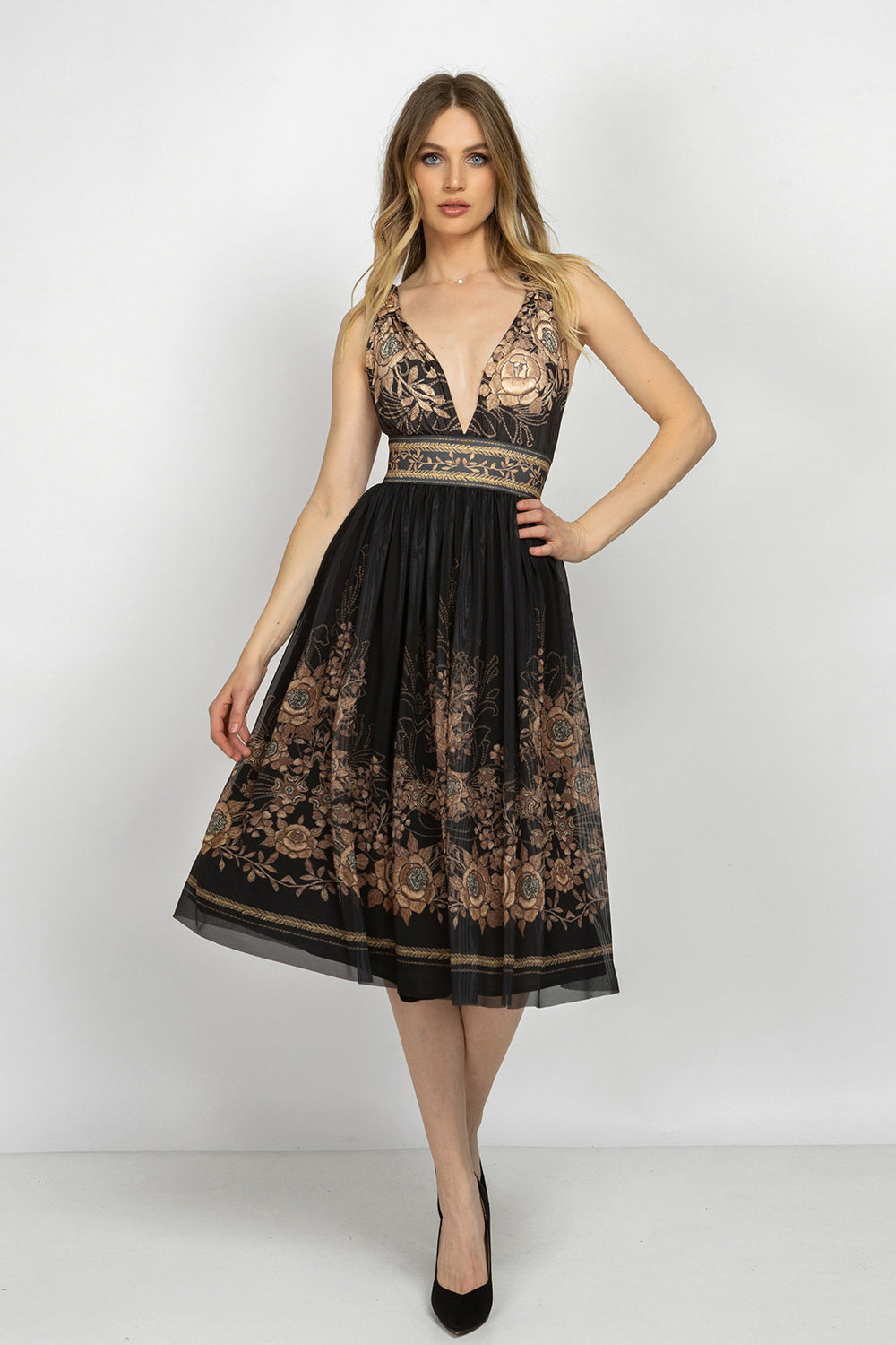 MESH SKIRT WITH ELASTIC WAIST AND VISCOSE LINING - GOLDEN ROSES JIORO ПОЛА ОТ МРЕЖА С ЕЛАСТИЧЕН КОЛАН И ВИСКОЗНА ПОДПЛАТА - GOLDEN ROSES JIORO