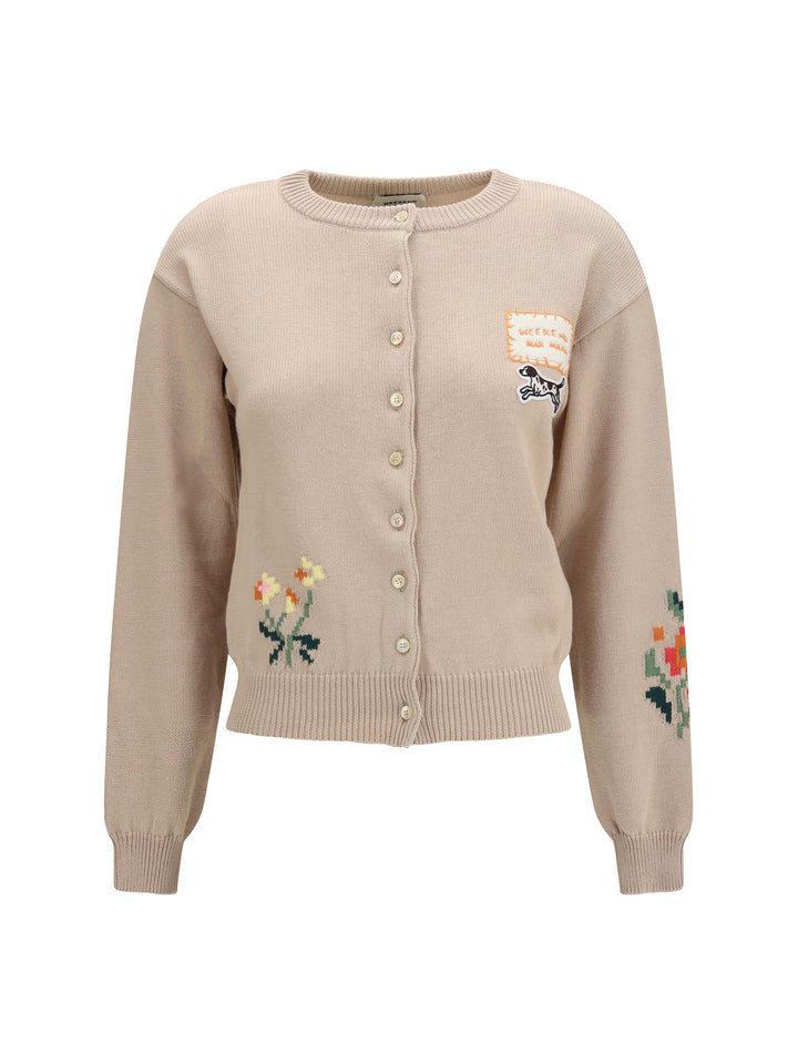 Cotton knit Cardigan with intarsia 1