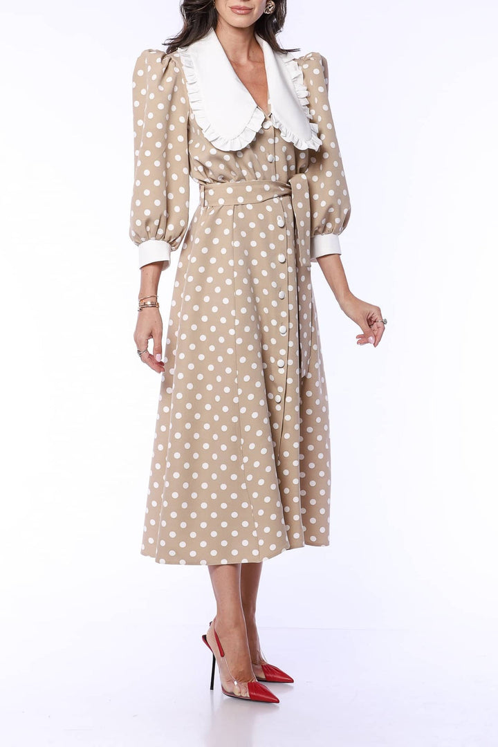 YVN DOTTED DELIGHT MIDI DRESS - Fashion Roots