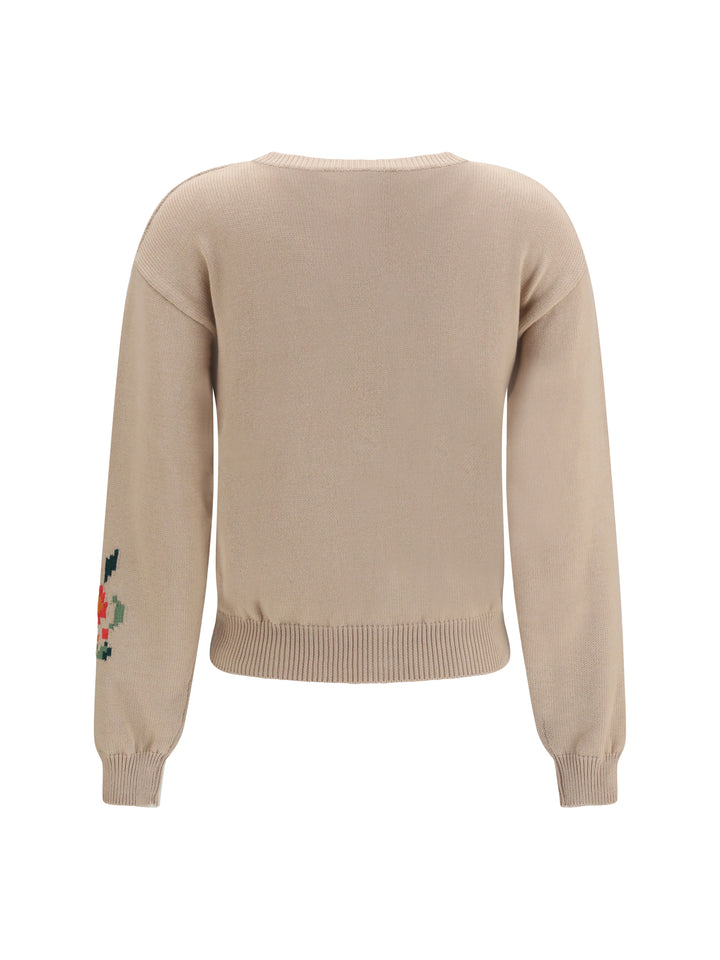 Cotton knit Cardigan with intarsia 2