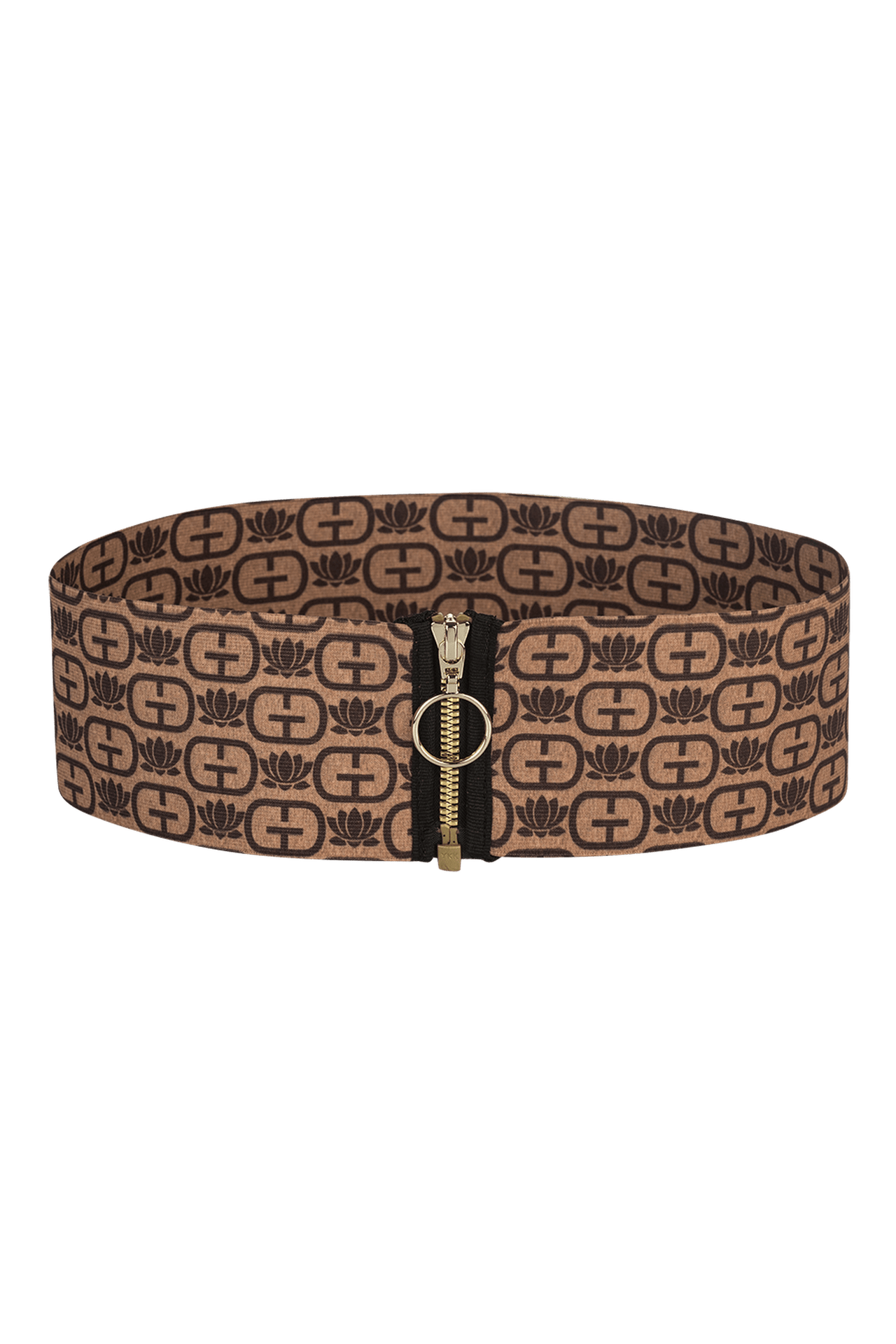 WIDE ELASTIC BELT WITH ZIPPER - MOCHA MOUSSE LOGO JIORO ШИРОК ЕЛАСТИЧЕН КОЛАН С ЦИП – MOCHA MOUSE LOGO JIORO
