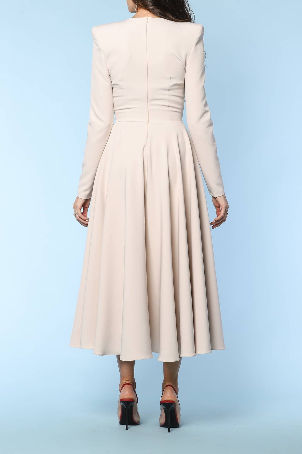 YVN MOVIE STAR A-LINE BUTTONS DETAILS MIDI DRESS