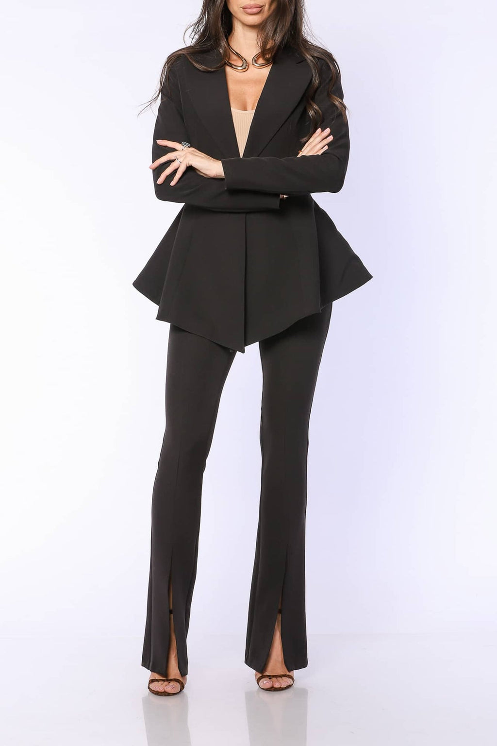 YVN FRONT SLIT FLARED PANTS