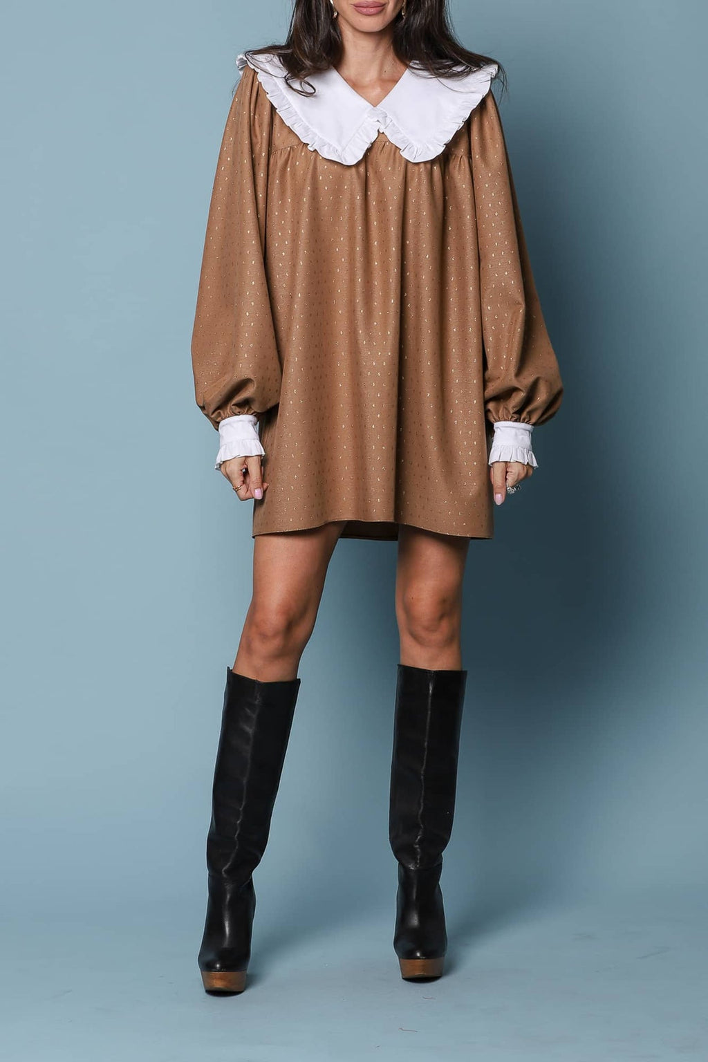 YVN VICTORIA VINTAGE DETAILS LOOSE-FIT MINI DRESS