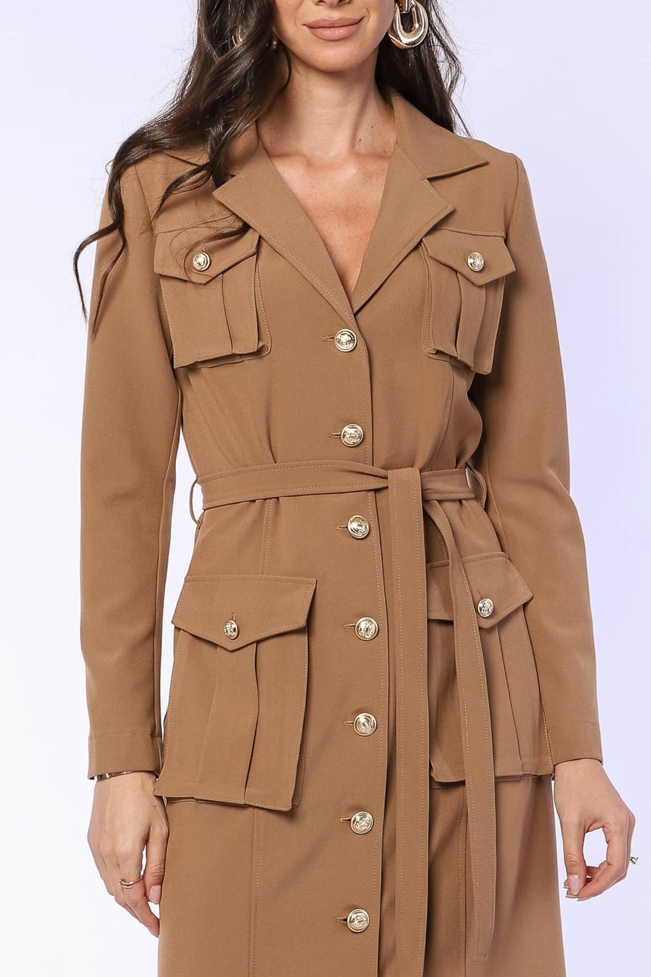 YVN BELTED BUTTON-UP DRESS