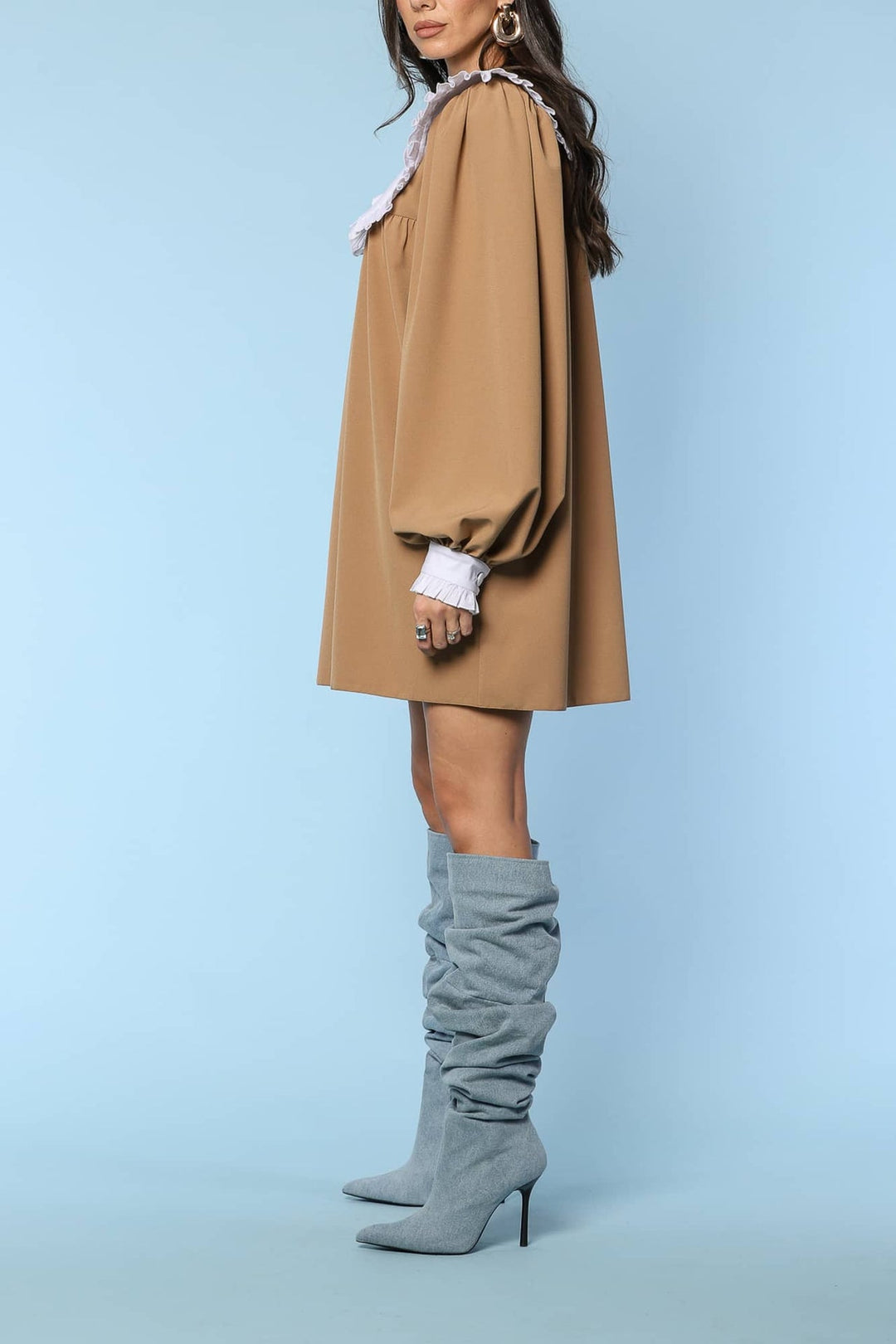 YVN SOPHISTICATED CONTRAST COLLAR MINI DRESS - Fashion Roots