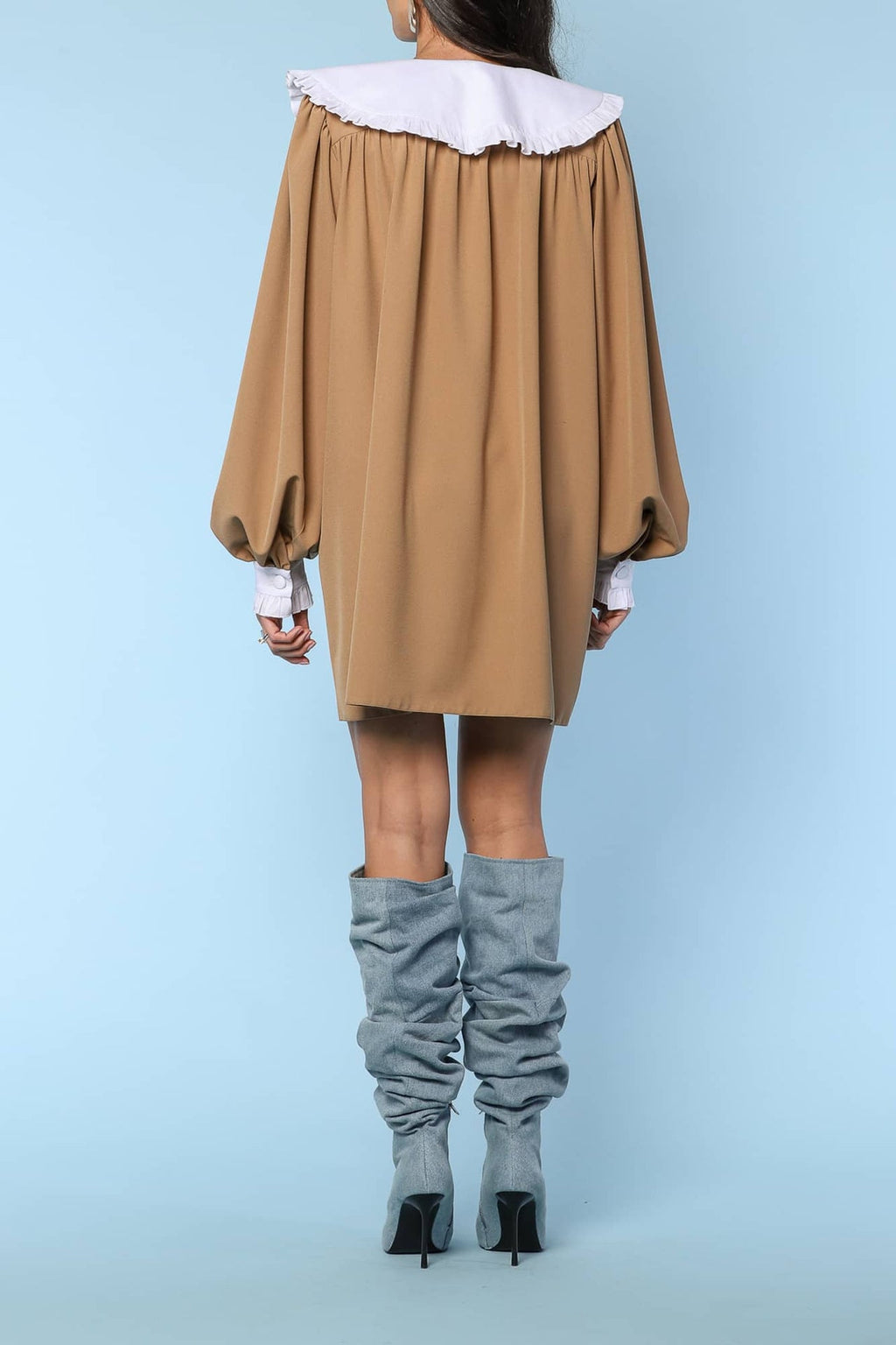 YVN SOPHISTICATED CONTRAST COLLAR MINI DRESS