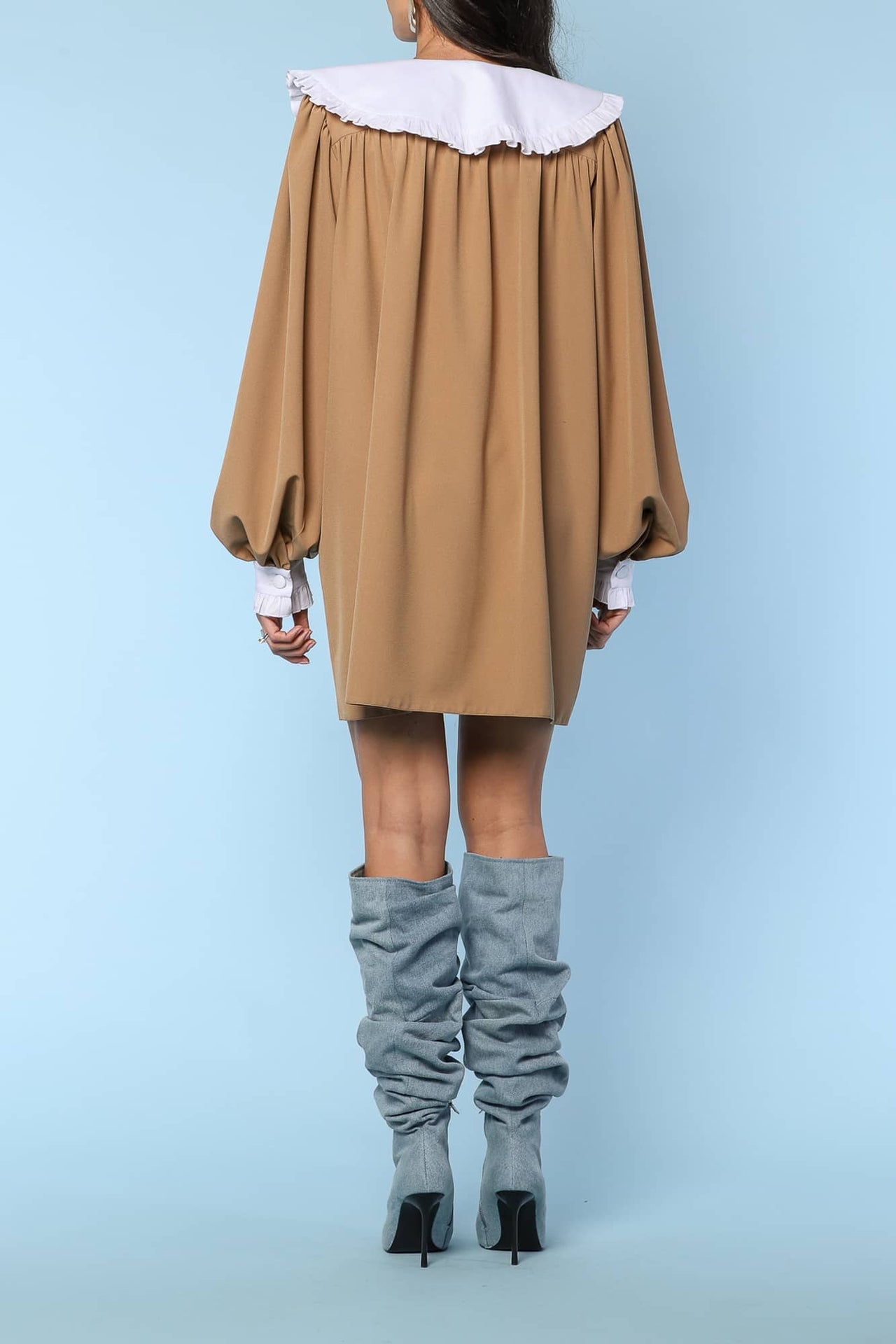 YVN SOPHISTICATED CONTRAST COLLAR MINI DRESS