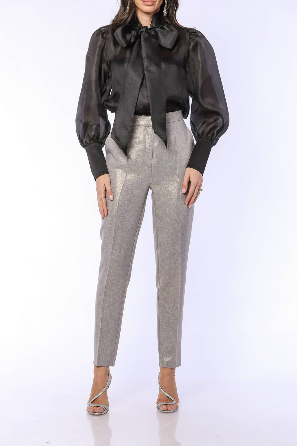 YVN ORGANZA VICTORIAN STYLE BOW SHIRT