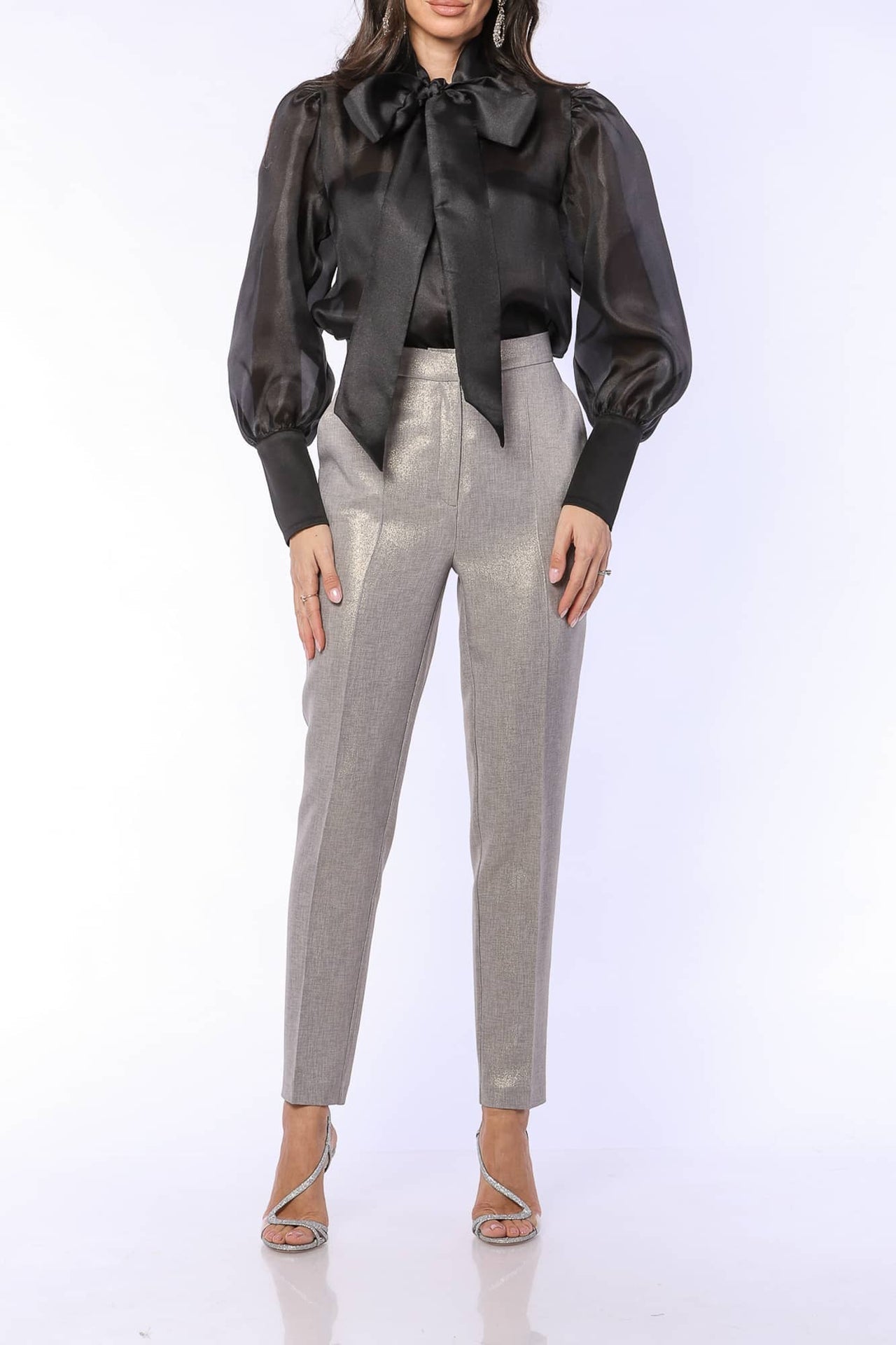 YVN ORGANZA VICTORIAN STYLE BOW SHIRT