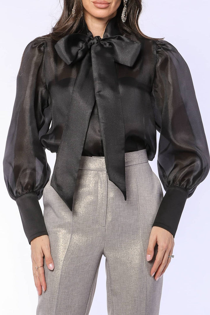 YVN ORGANZA VICTORIAN STYLE BOW SHIRT - Fashion Roots