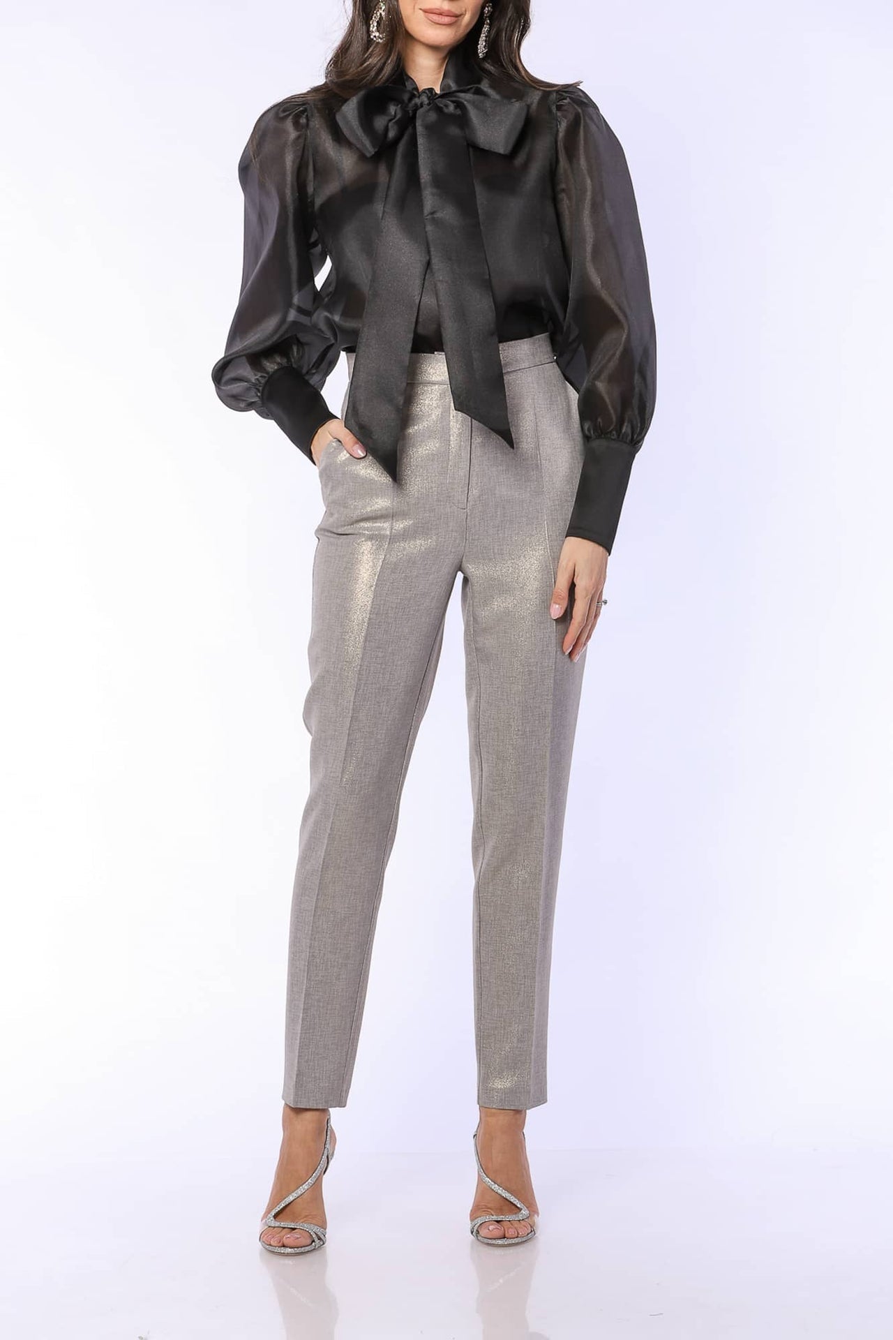 YVN ORGANZA VICTORIAN STYLE BOW SHIRT