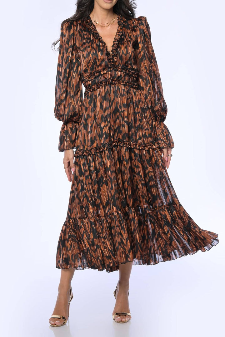 YVN PUMPKIN SPICE MIDI DRESS - Fashion Roots
