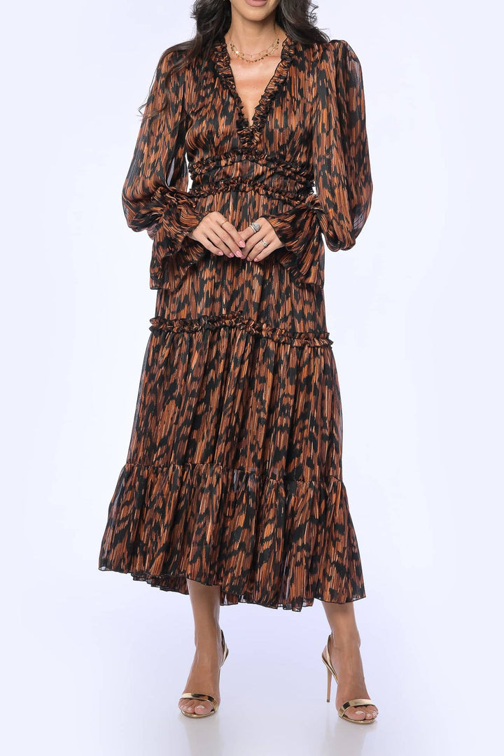 YVN PUMPKIN SPICE MIDI DRESS - Fashion Roots