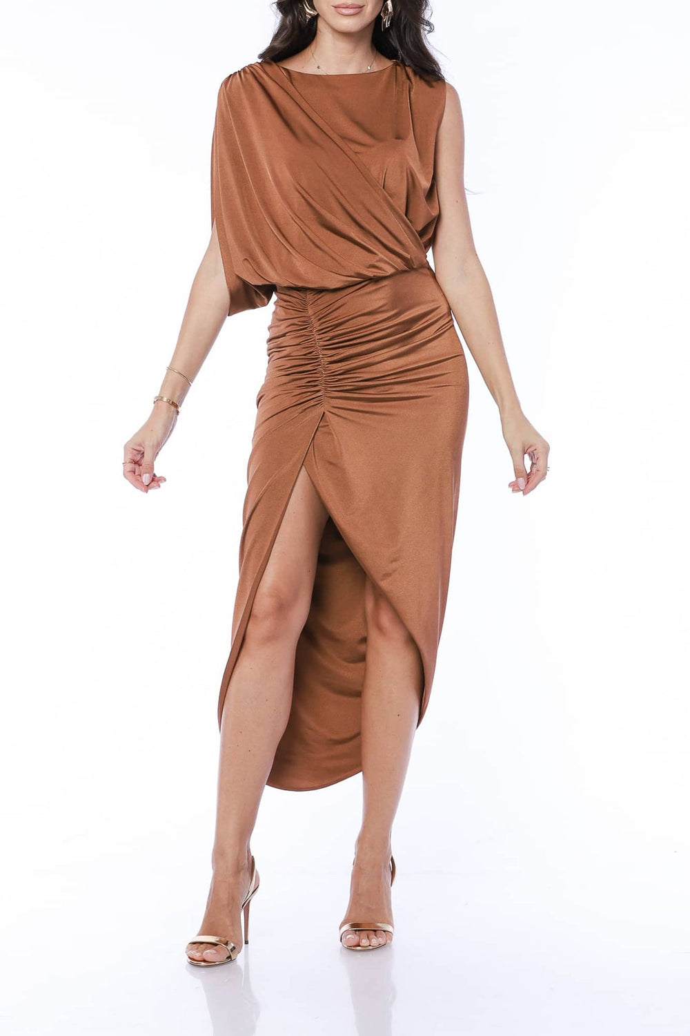 YVN MIDI DRESS CINNAMON - Fashion Roots