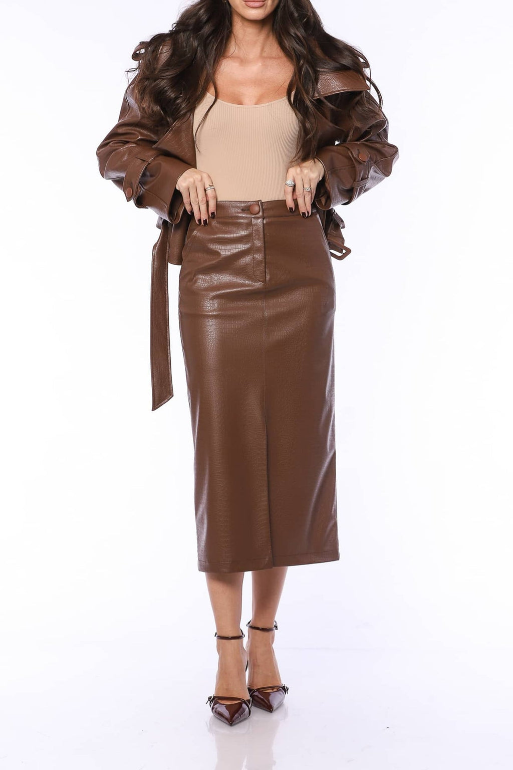 JUPE MIDI YVN TABACCO