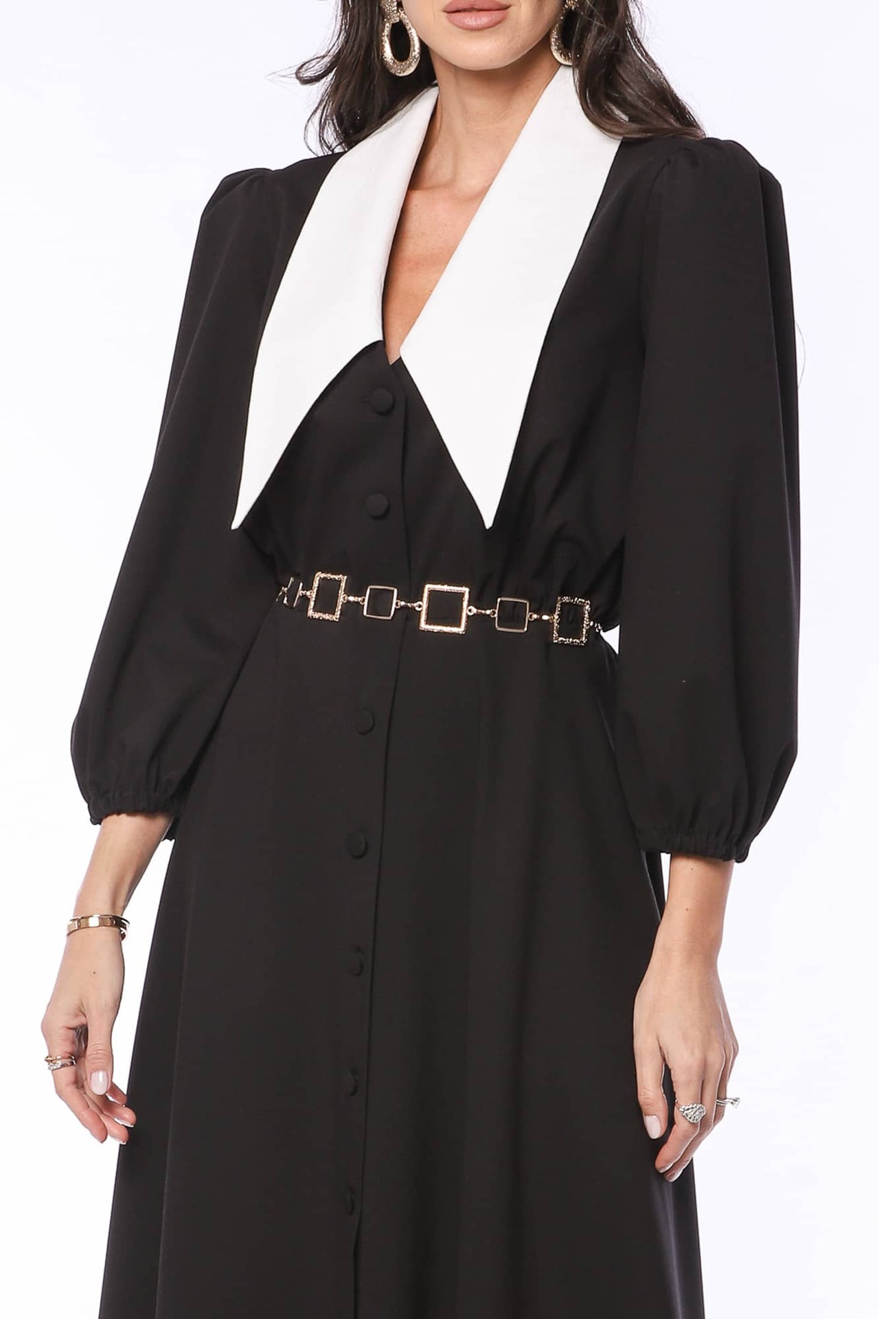 YVN Collared Retro Romance Midi Dress