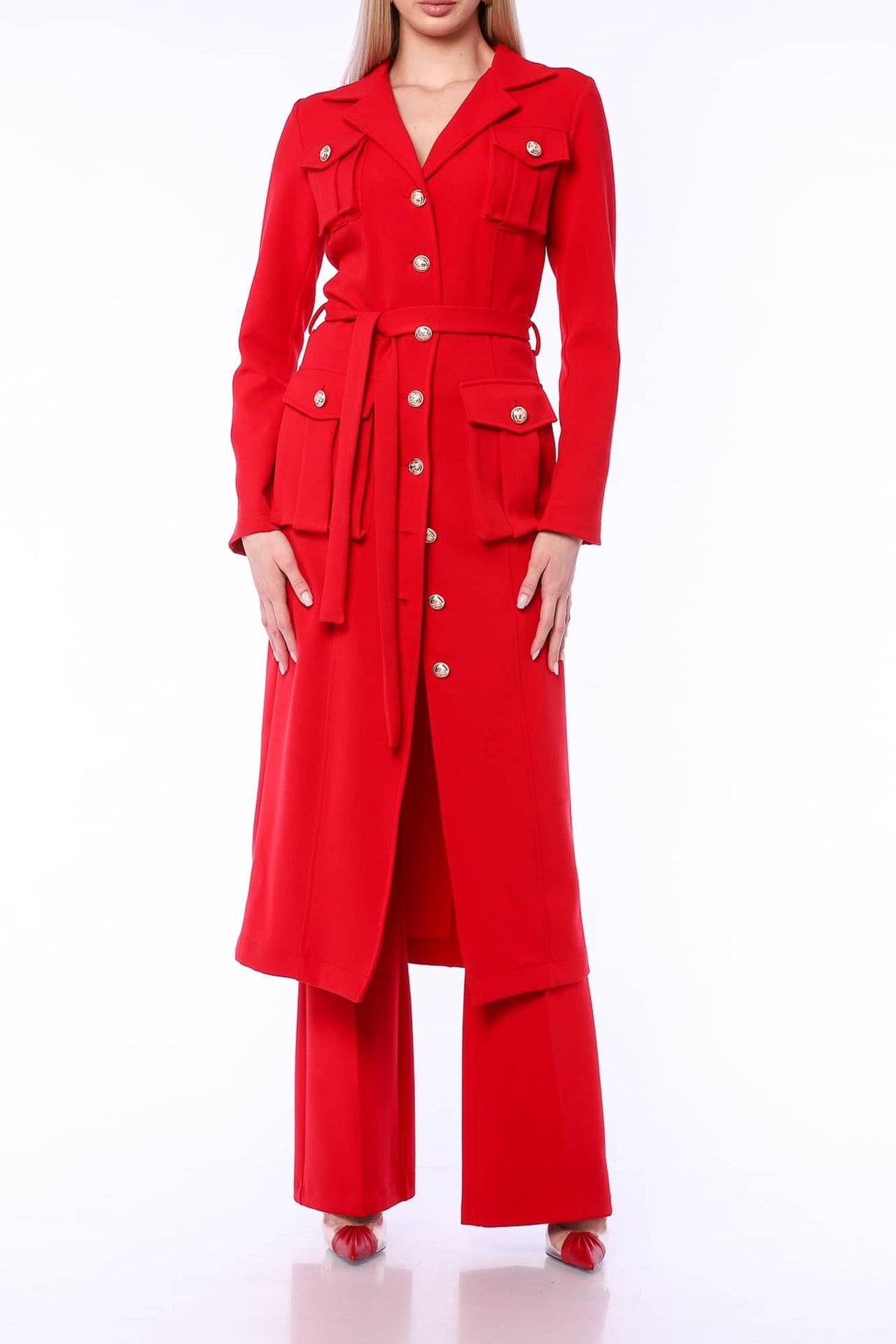 ROBE TRENCH-COAT GLAMOUR ROUGE YVN