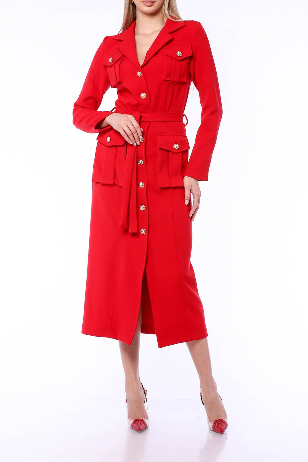 ROBE TRENCH-COAT GLAMOUR ROUGE YVN