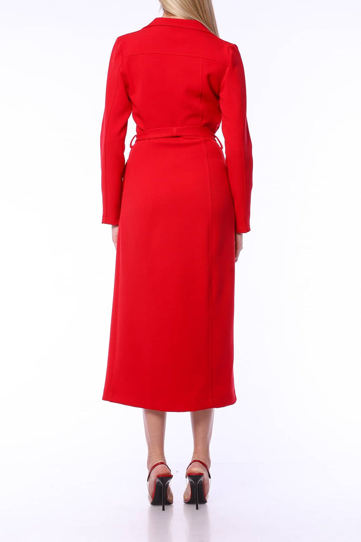 YVN RED GLAMOUR TRENCH COAT DRESS - Fashion Roots