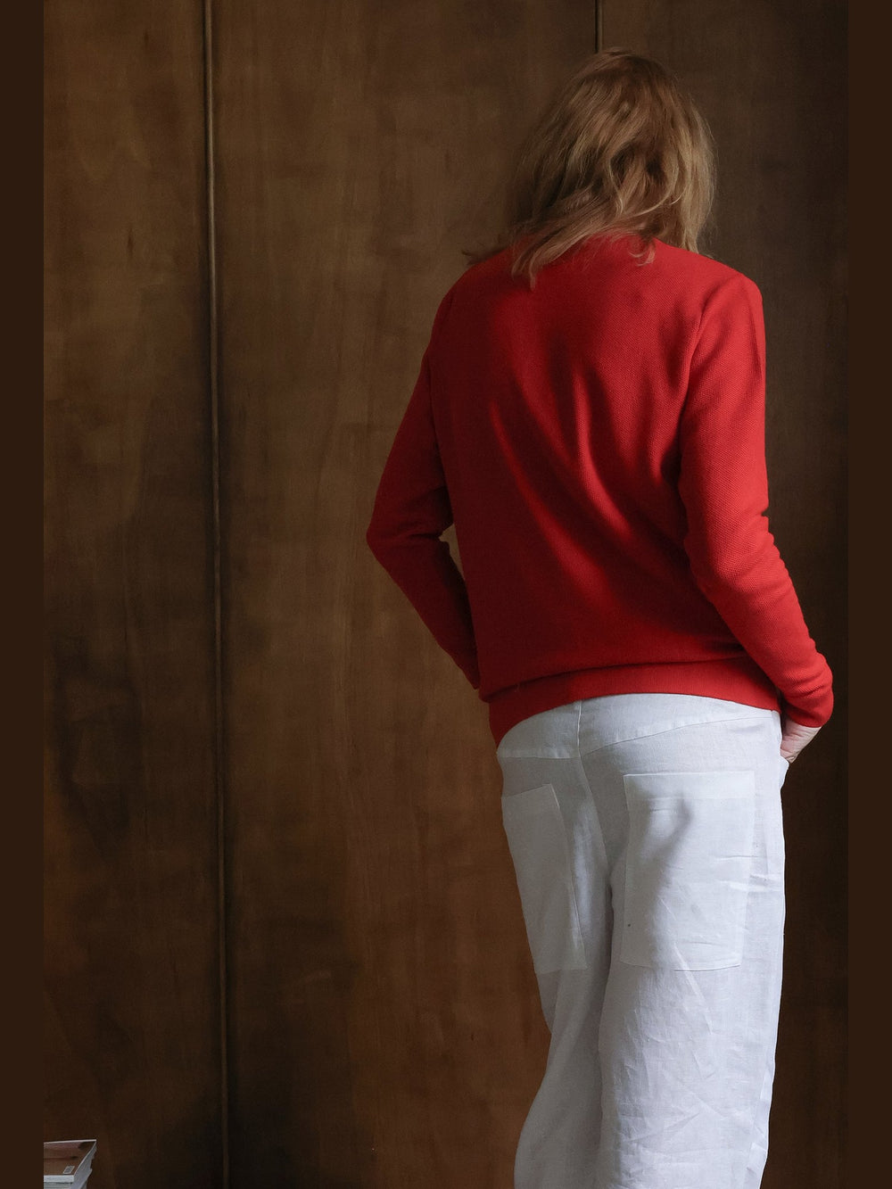 GENE - Burnt Orange Frame V-Neck Sweater - Fashion Roots