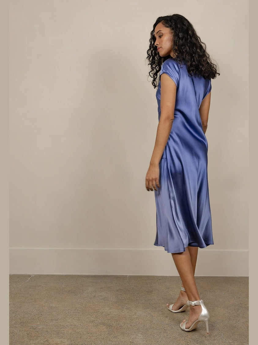 LORA GENE - CHLOE BIAS-CUT SILK DRESS - Fashion Roots