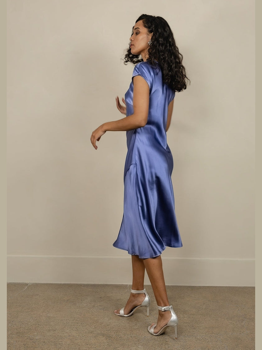 LORA GENE - CHLOE BIAS-CUT SILK DRESS