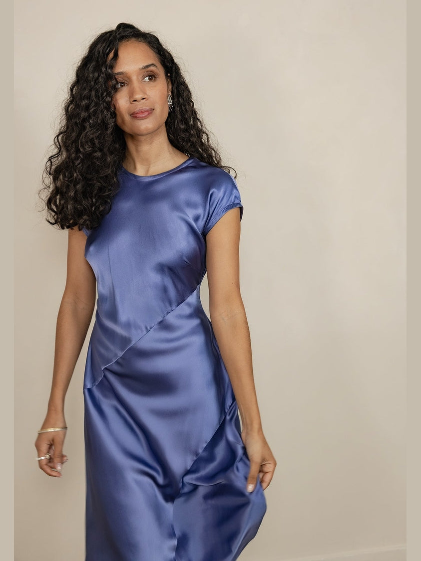 LORA GENE - CHLOE BIAS-CUT SILK DRESS - Fashion Roots