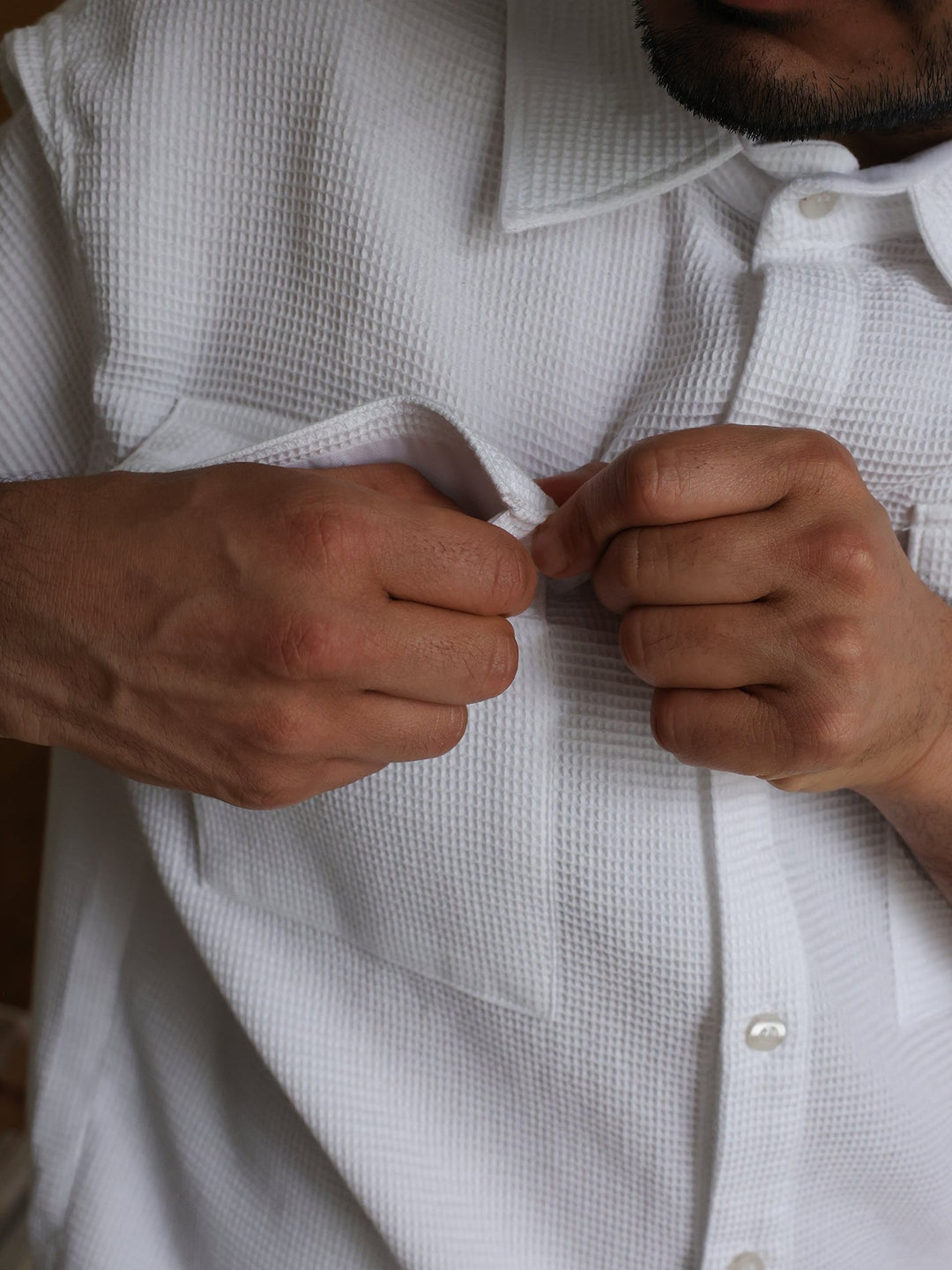 GENE - White Cove Cotton Piqué Classic Shirt - Fashion Roots