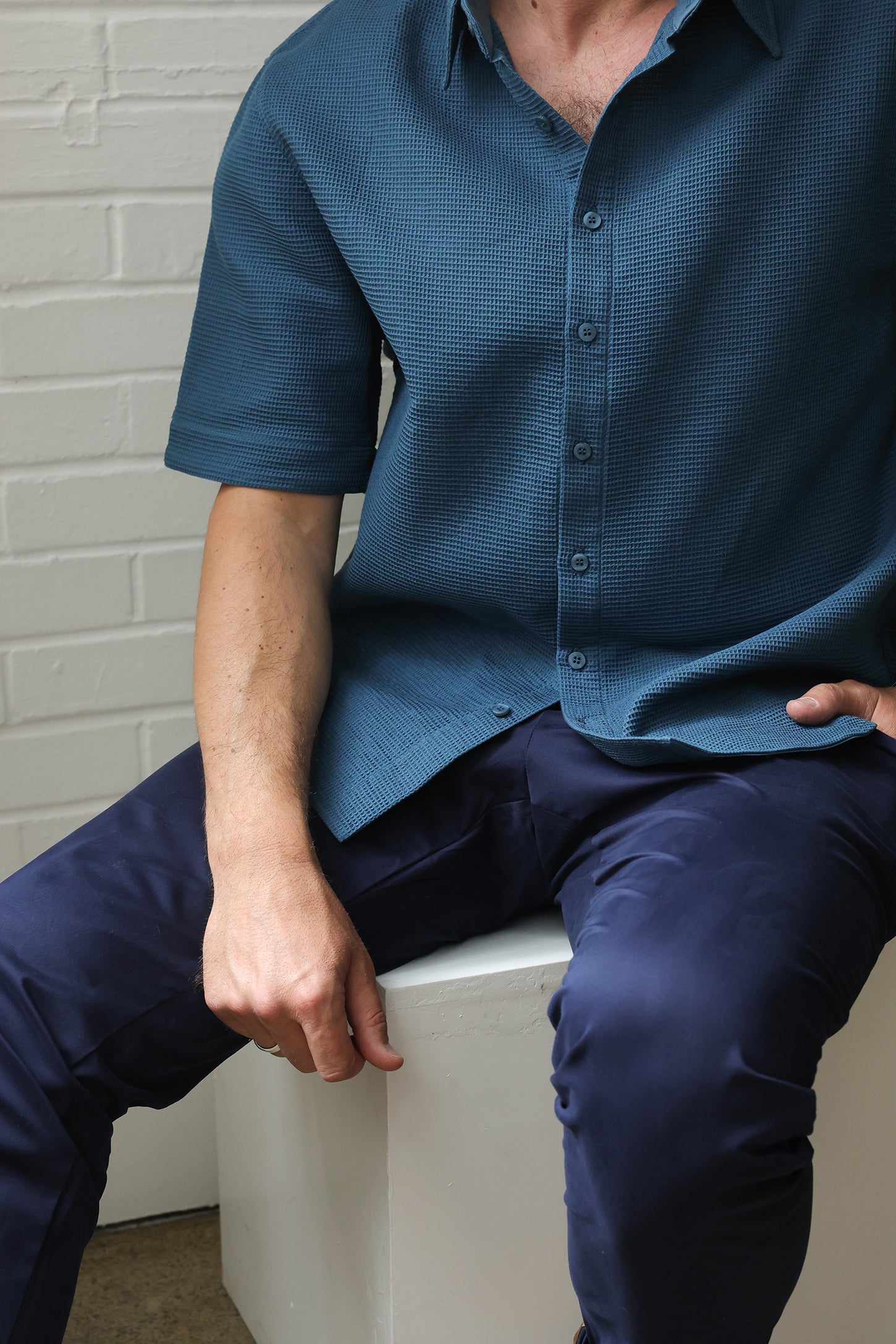 GENE - Midnight Blue Jude Cotton Trousers