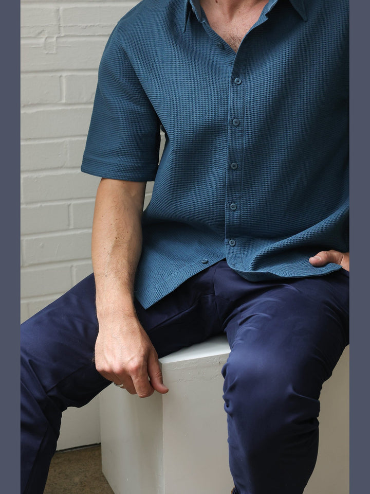 GENE - Midnight Blue Jude Cotton Trousers - Fashion Roots
