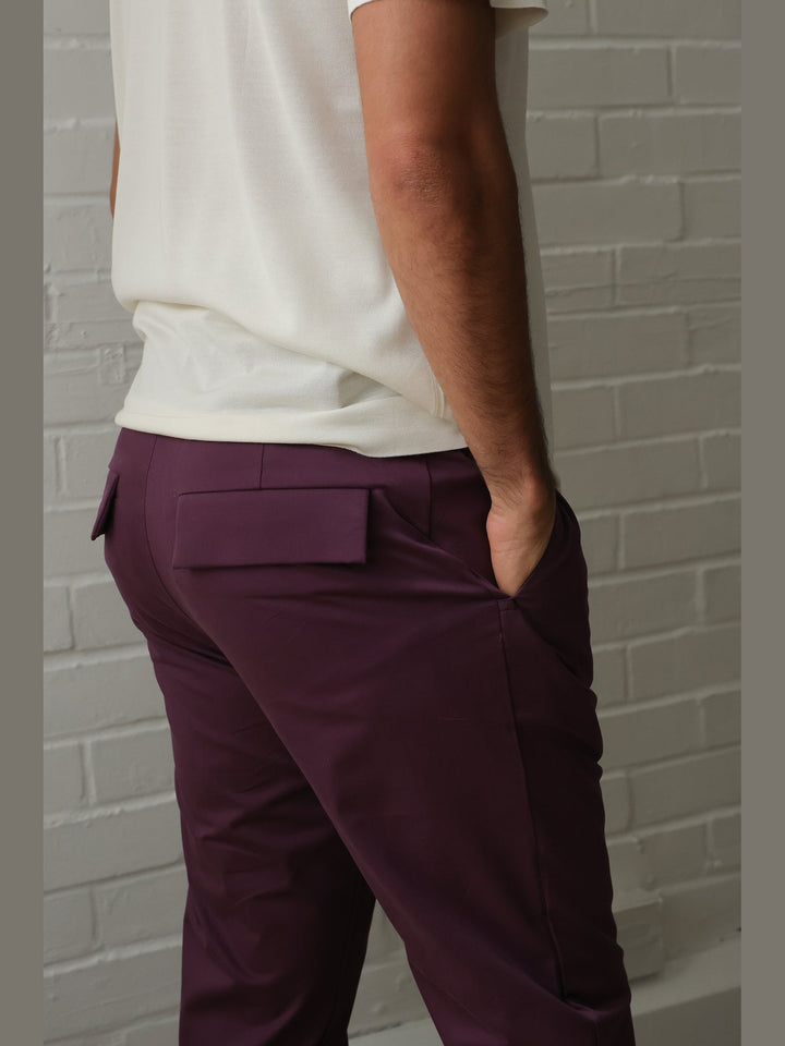 GENE - Fig Smoke Jude Cotton Trousers - Fashion Roots