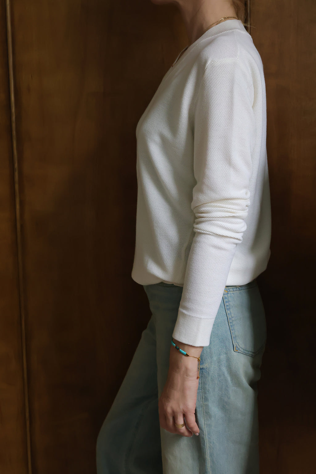 Ivory Frame V-Neck Sweater