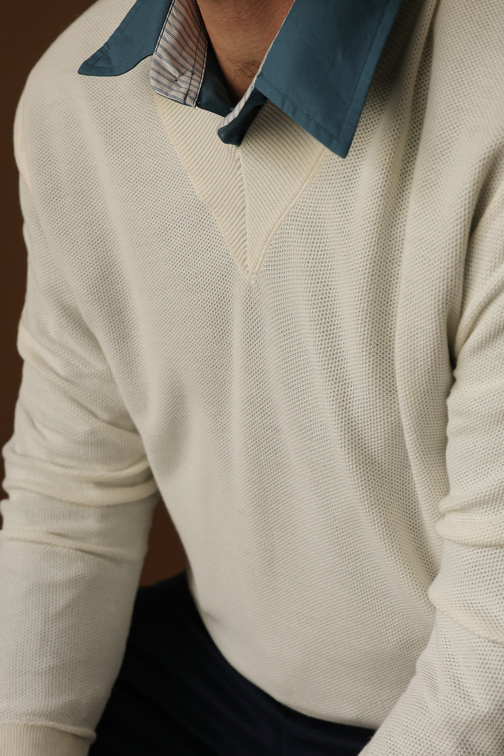 Ivory Frame V-Neck Sweater