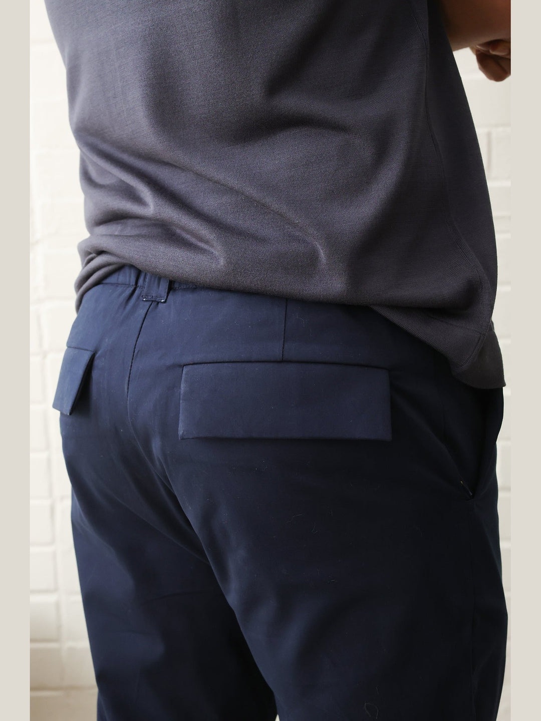 GENE - Midnight Blue Jude Cotton Trousers - Fashion Roots