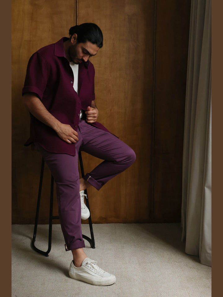 GENE - Fig Smoke Jude Cotton Trousers - Fashion Roots