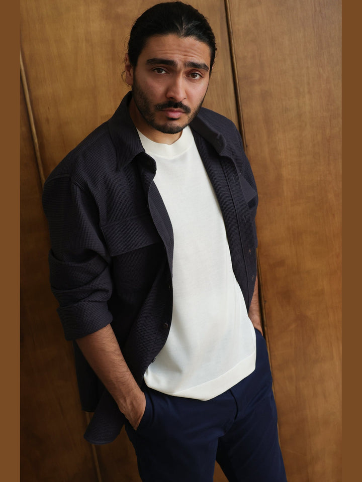 GENE - Midnight Blue Jude Cotton Trousers - Fashion Roots
