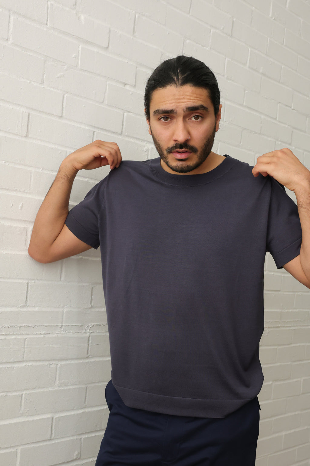 Essential Silk T‑Shirt in Onyx