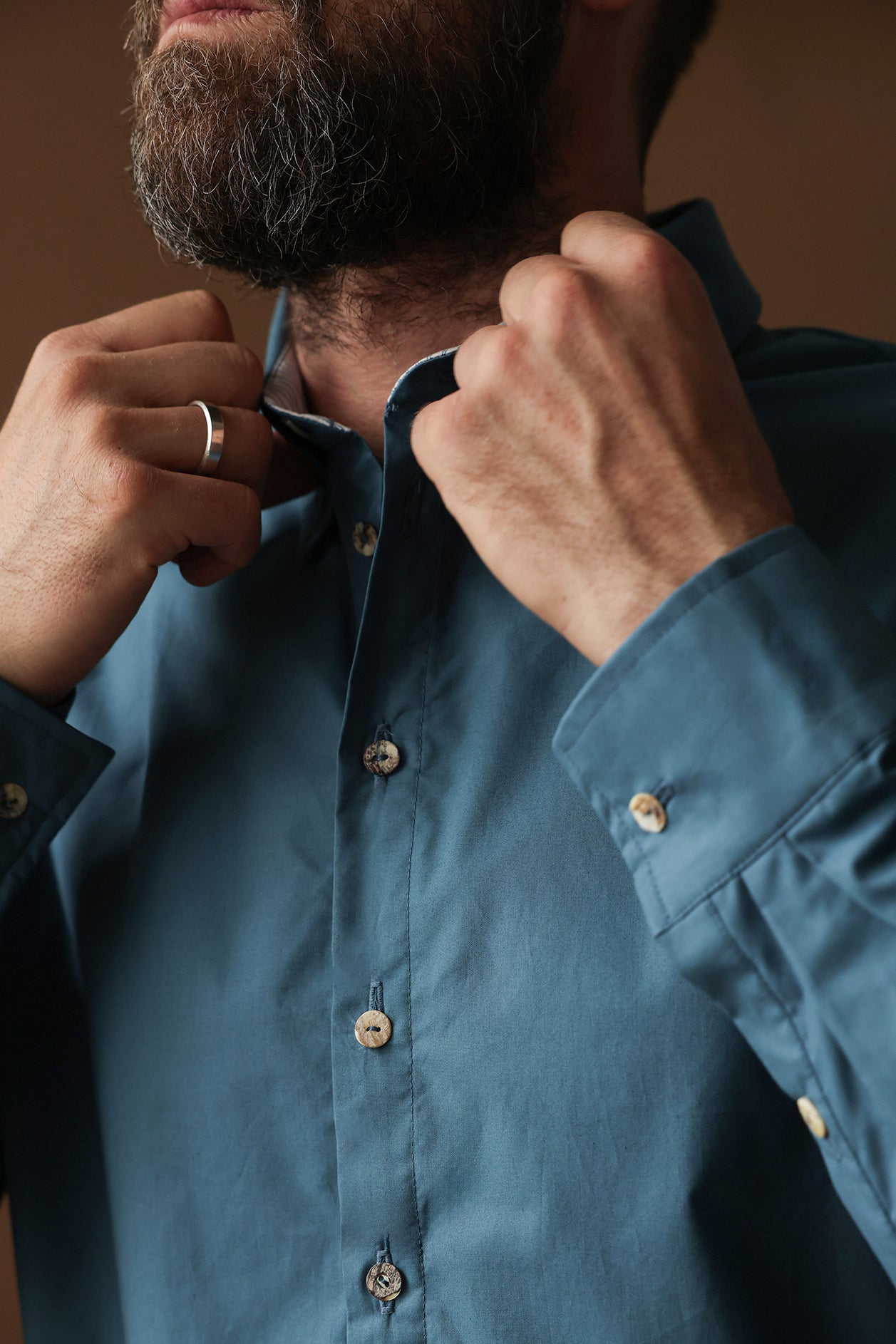 The Organic Cotton Line Shirt — Slate Blue