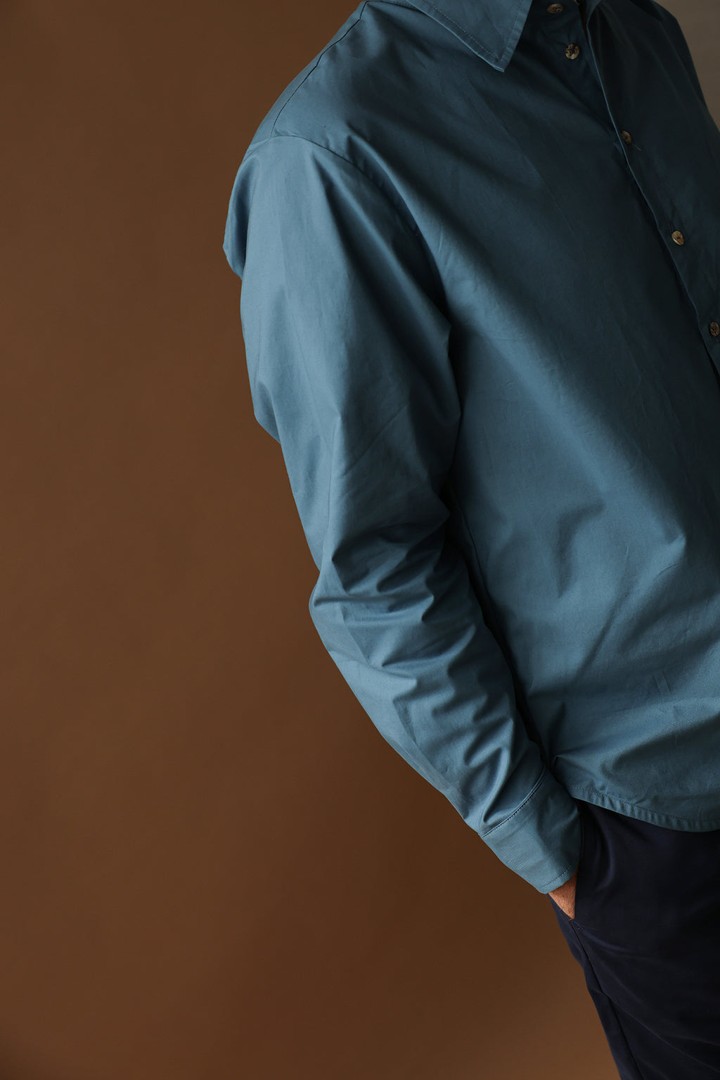 The Organic Cotton Line Shirt — Slate Blue