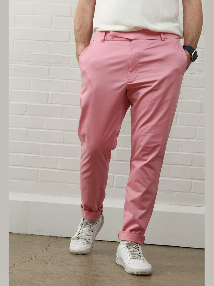 GENE - Pink Jude Cotton Trousers - Fashion Roots