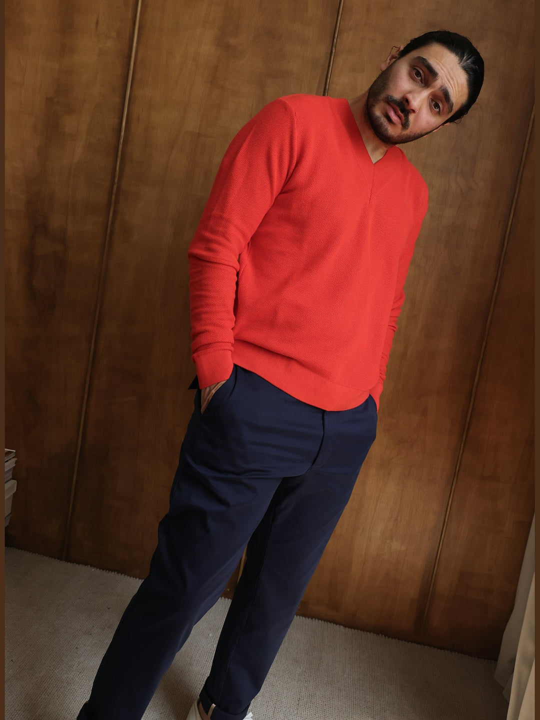 GENE - Midnight Blue Jude Cotton Trousers - Fashion Roots